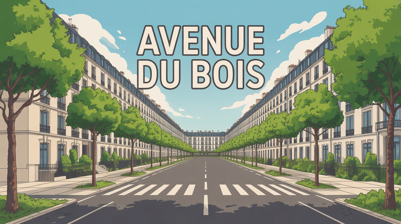 illustration avenue du bois ambiance haussmannienne verdoyante