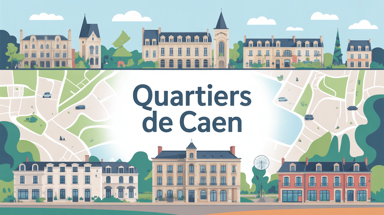 Illustration quartiers Caen carte et environnements