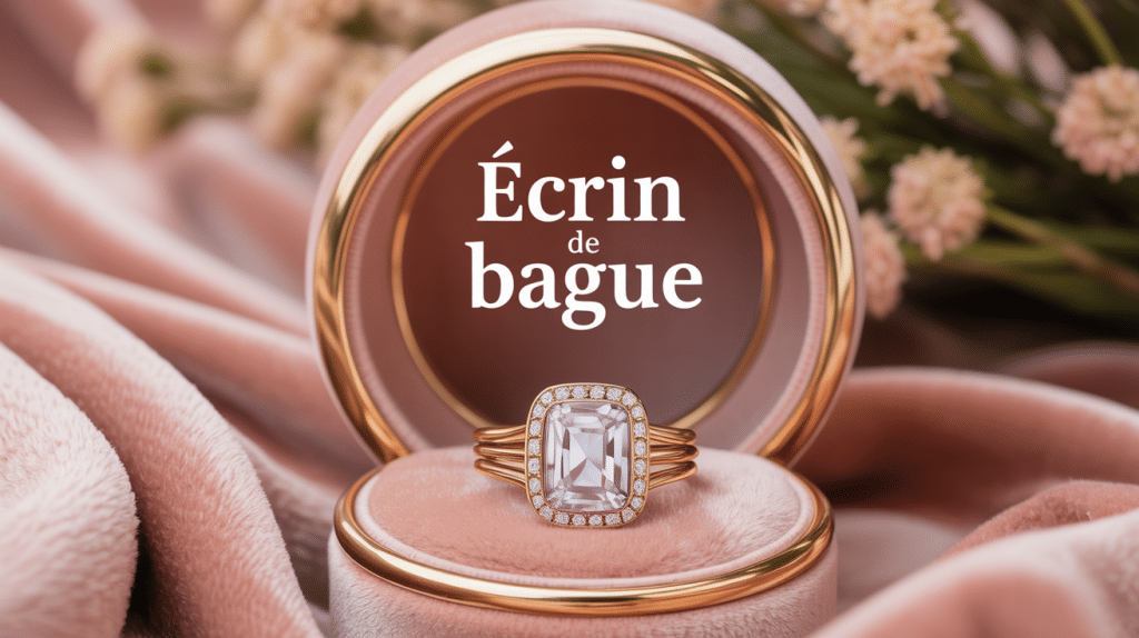 ecrin bague fiançailles sur coussin velours