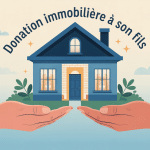 frais donation d'un bien immobilier à son fils illustration stylisée