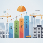 Indice du coût de la construction 2024 illustration avec immeubles et graphiques