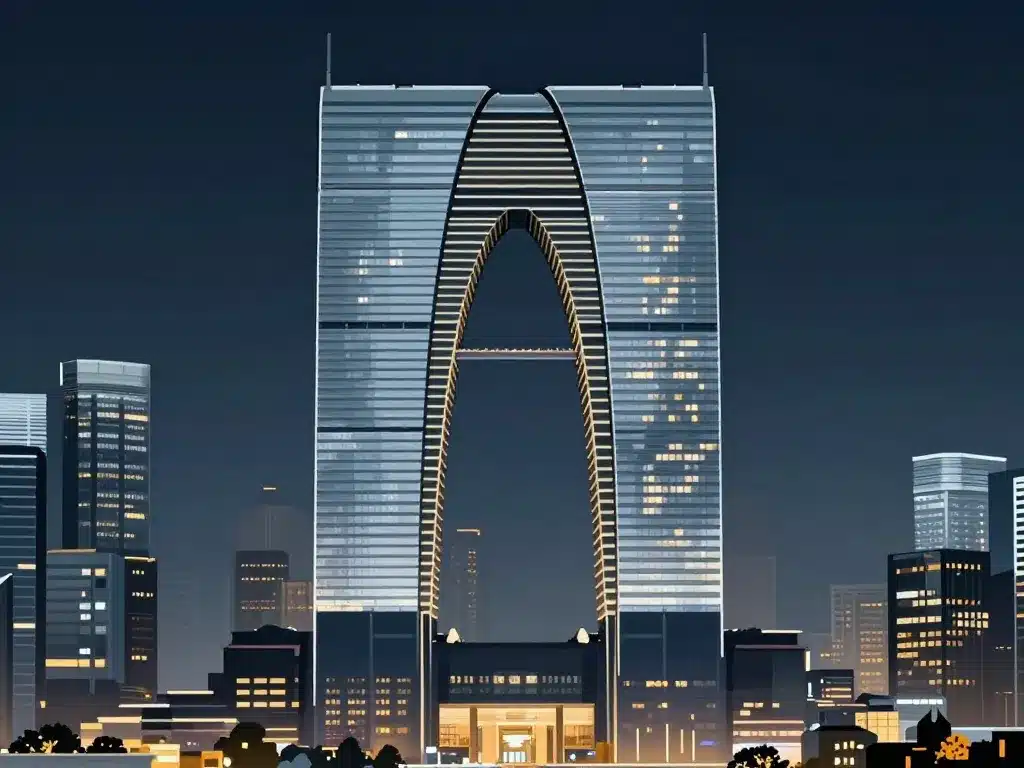 Architecture Kingdom Tower Riyad arche inversée