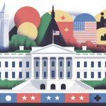 illustration conceptuelle maisons blanche symbole politique et culturel