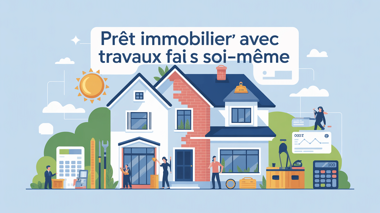 prêt immobilier avec travaux fait soi-même banque maison illustration