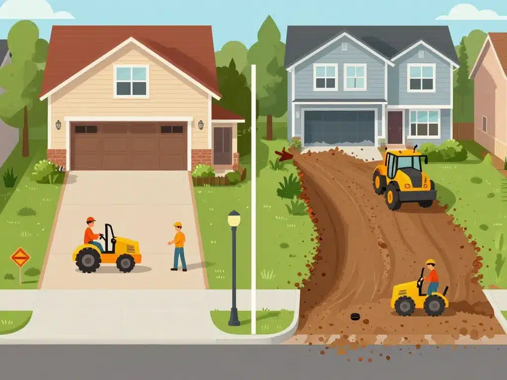 illustration différences terrain prix m2 enrobé particulier