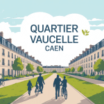 Vue stylisée quartier vaucelle caen mixité architecturale espaces verts