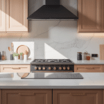 illustration quartzite plan de travail îlot cuisine haut de gamme