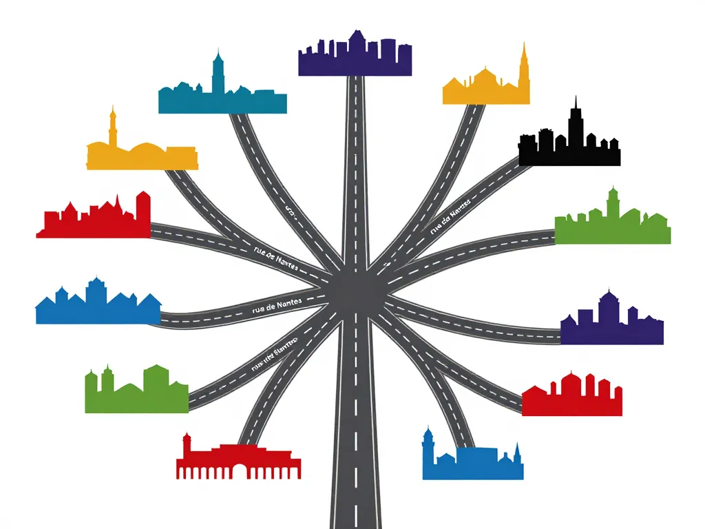 routes abstraites vers villes rue de nantes