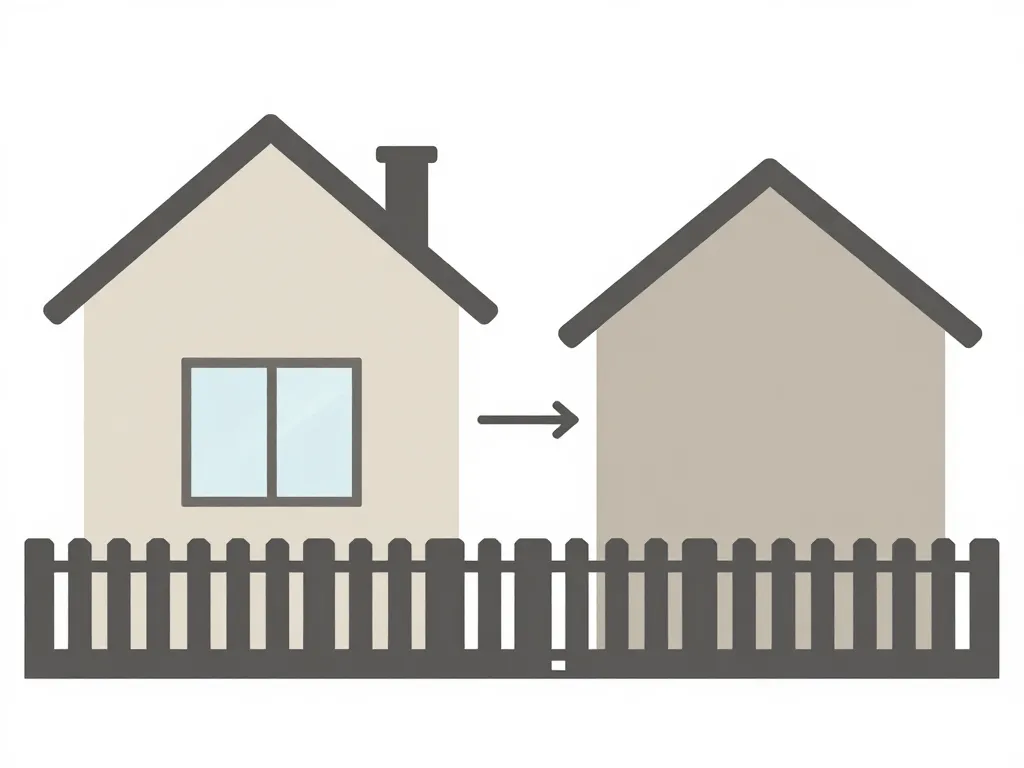 Schéma rapidement servitudes de vues, maison, fenêtre, clôture