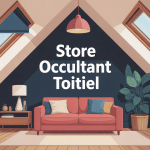 store occultant toitiel sur fenêtre de toit dans combles lumineux