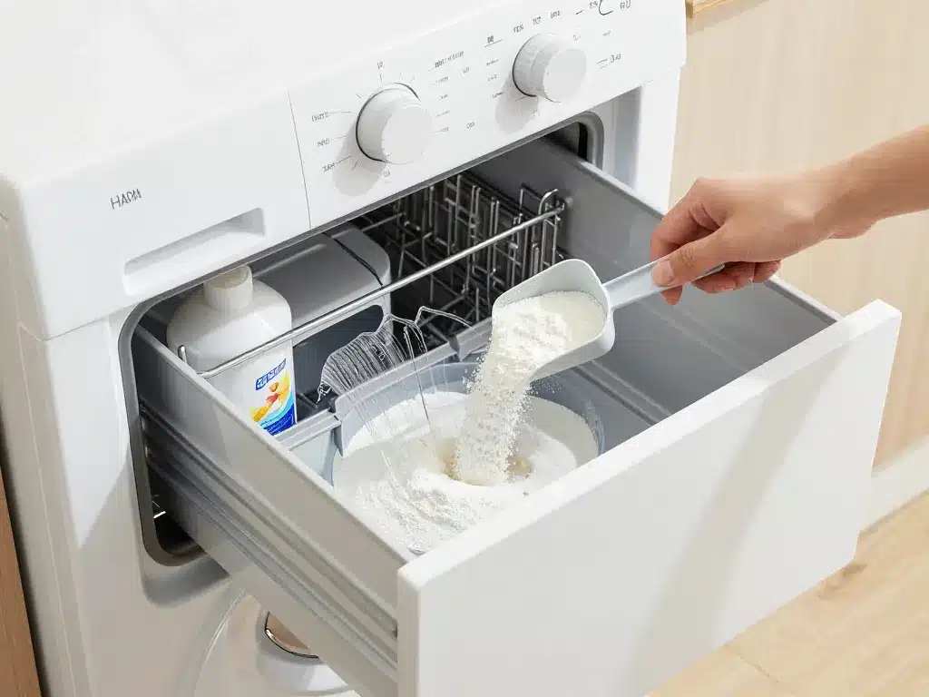 Symbole bac à détergent machine à laver calgon placement poudre anticalcaire
