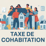 Illustration vecteur taxe de cohabitation personnes maison fiscalité