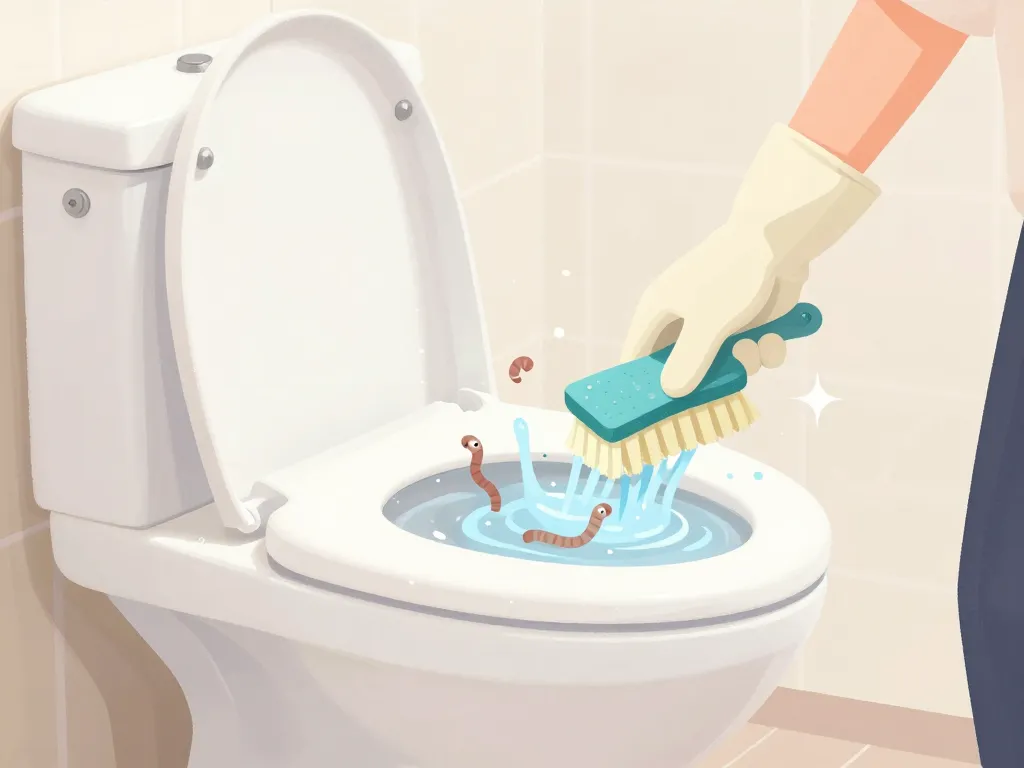 illustration nettoyage vers dans les toilettes