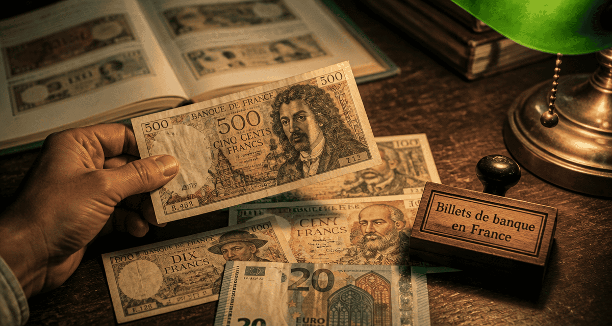 billet de banque france anciens et euros sur bureau