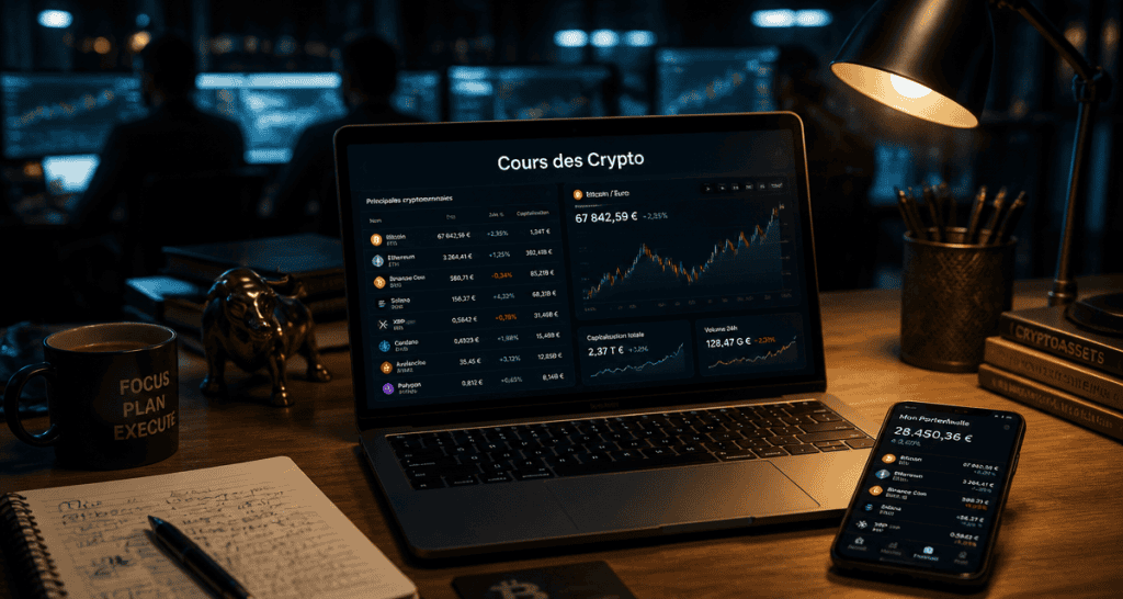 cours des crypto tableau de bord marché