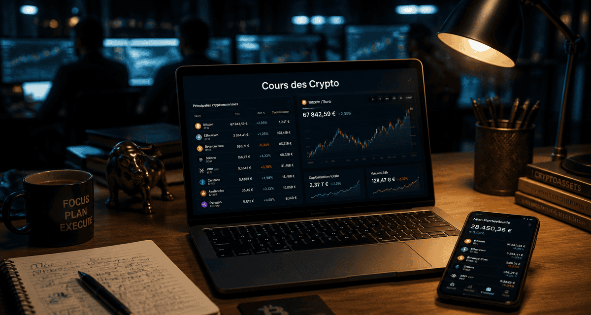 cours des crypto tableau de bord marché