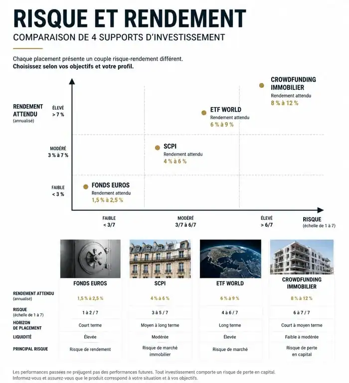 Comparatif risque et rendement pour investir 10000 euros