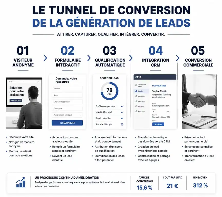Schéma du processus de génération de leads et conversion
