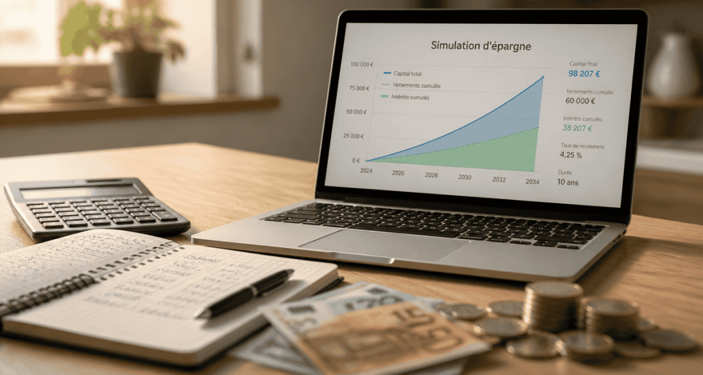 epargne simulation calcul sur bureau