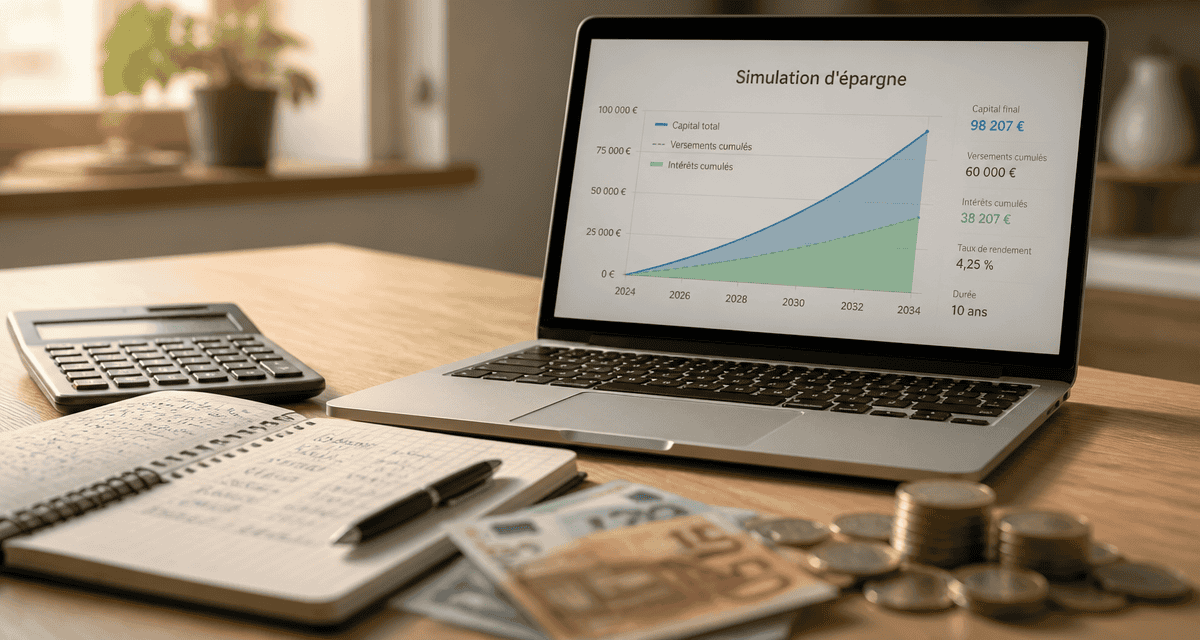 epargne simulation calcul sur bureau