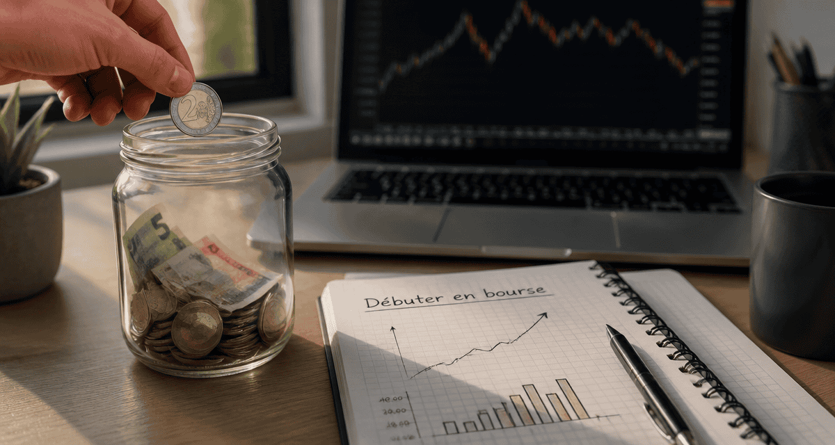 investir en bourse petit budget main pièce euro bocal