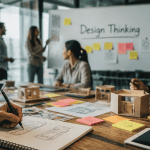 équipe travaillant sur le processus design thinking
