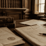Documents notariés légataire sur table