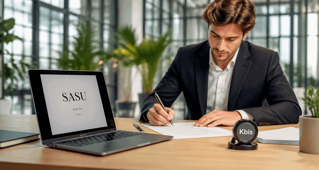 sasu forme juridique entrepreneur signe document