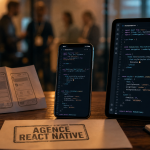 Agence react native : maquette mobile et écrans code React Native
