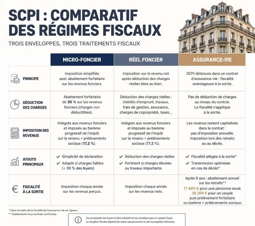 Comparatif des régimes d'imposition pour l'investissement en SCPI