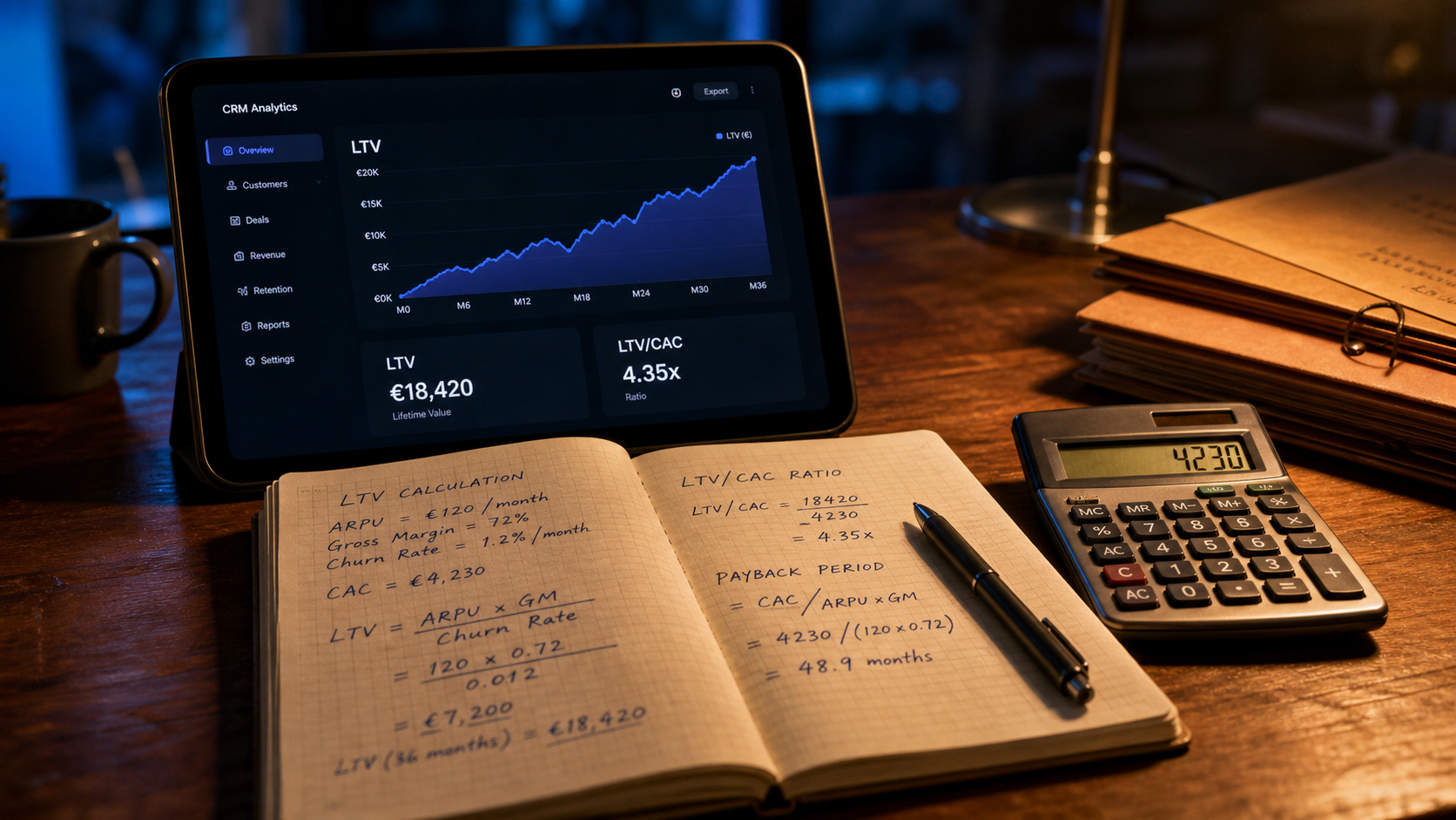 LTV marketing : ratio LTV/CAC sur un tableau de bord CRM