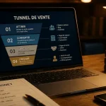 Tunnel de vente gratuit : schéma 4 étapes sur écran