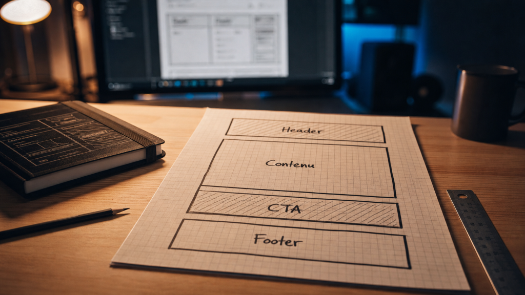 Zoning site web : wireframe et blocs d’interface