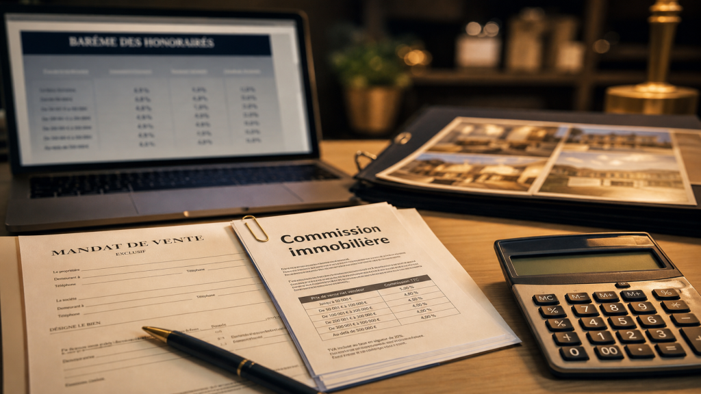 Commission agent immobilier 4,87 % : partage agence-agent, bureau et mandat de vente