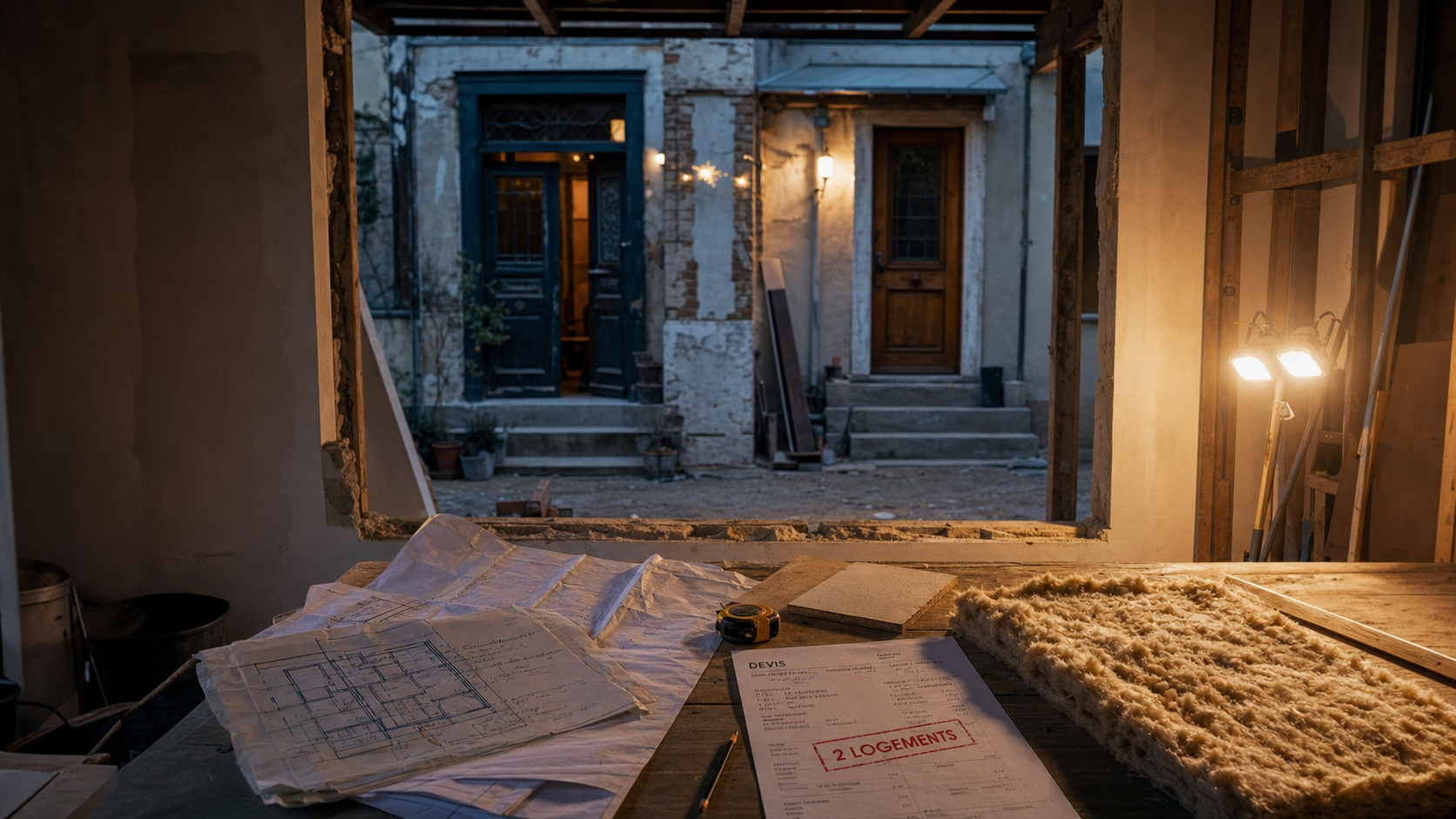 Maison divisée en 2 logements : chantier de transformation, plans et permis