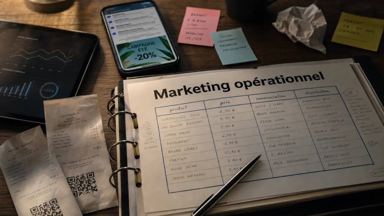 Marketing opérationnel : tableau produit/prix/communication/distribution pour transformer une stratégie en ventes