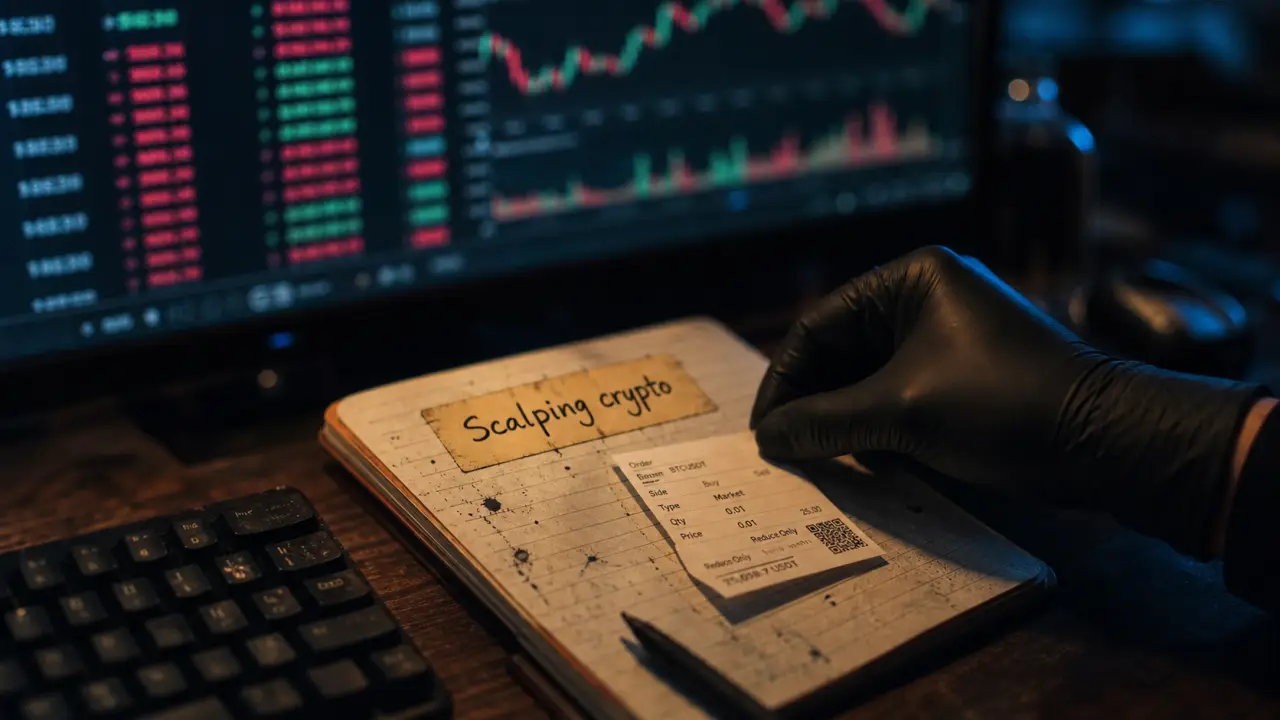 Scalping crypto sur écran avec graphique 1-15 minutes