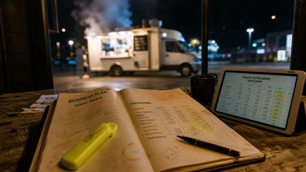 Business plan food truck avec prévisionnel et tableau de trésorerie pour banque
