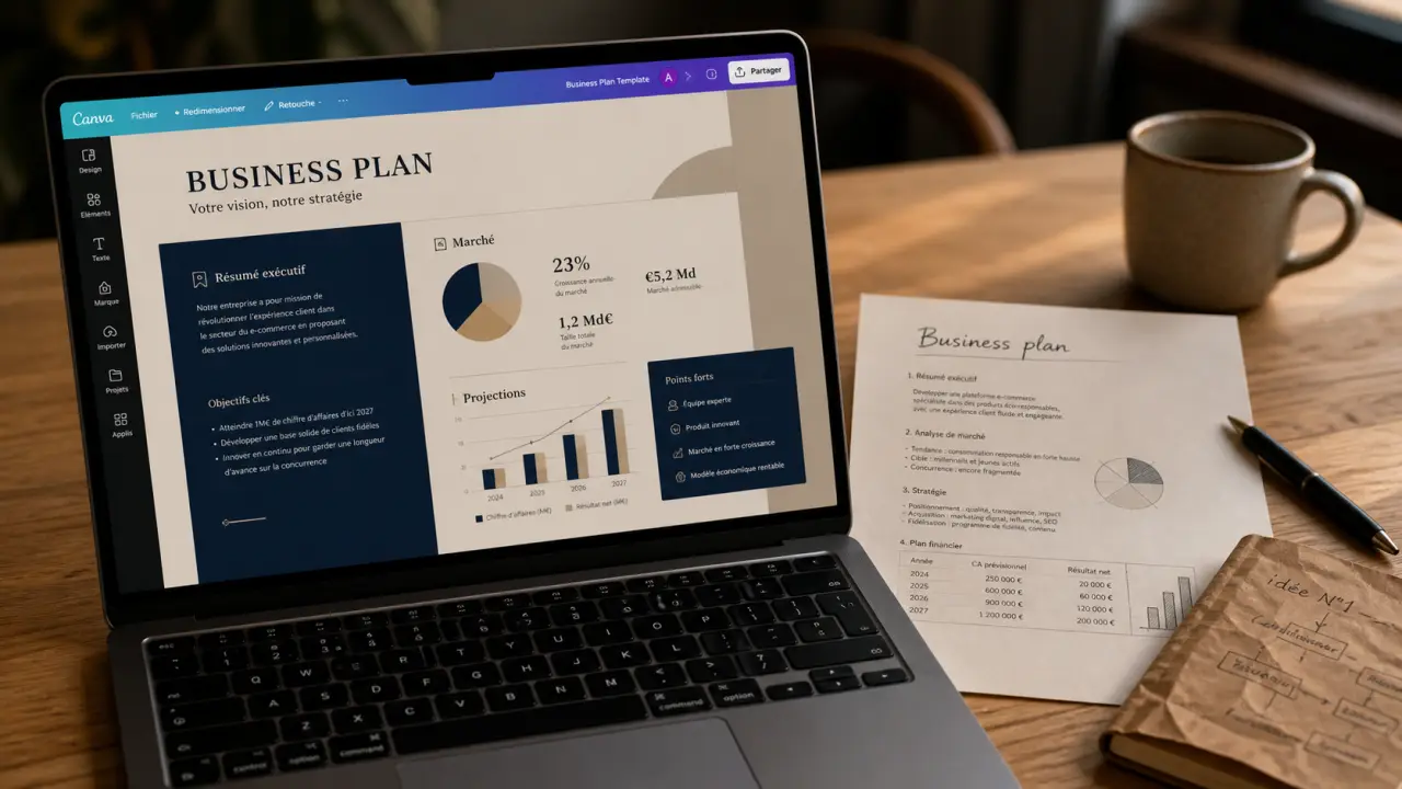 Canva business plan : 3 scénarios financiers et projections