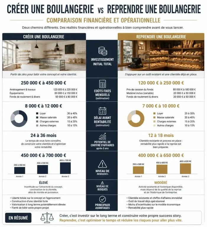Comparatif création vs reprise de boulangerie
