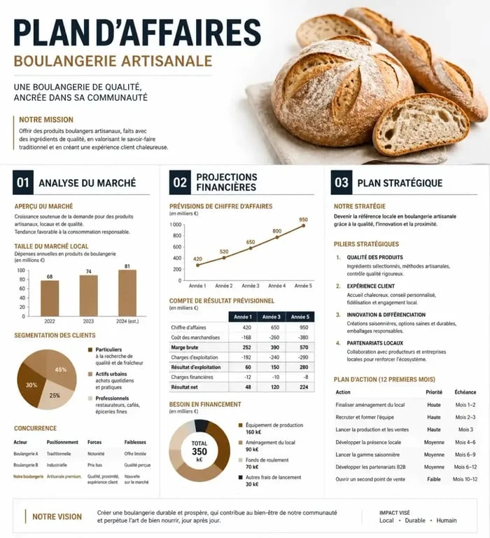 Structure d'un business plan de boulangerie