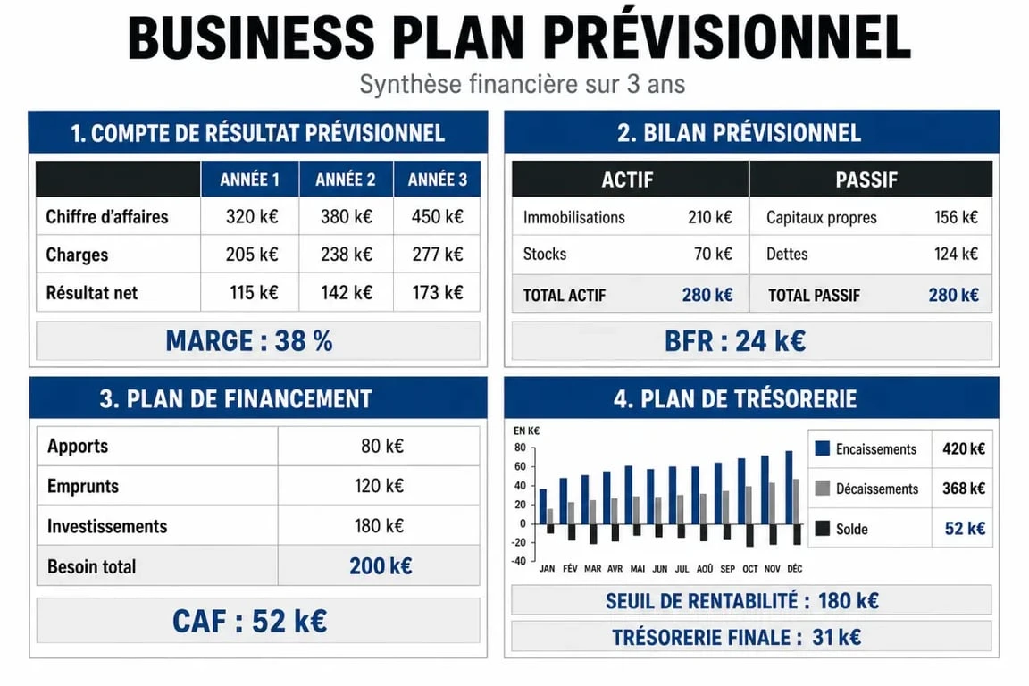 Business plan prévisionnel : les 4 tableaux financiers à intégrer