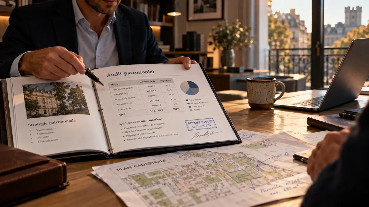 Gestion de patrimoine Vincennes : conseiller réalise un audit patrimonial en bureau