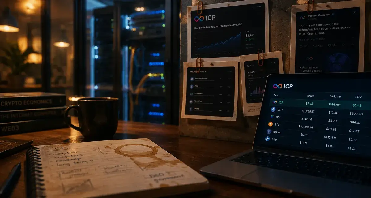 icp crypto : graphique ICP sur tableau de bord sombre