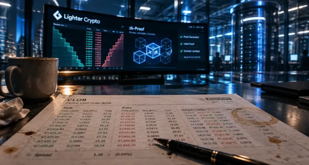 Lighter Crypto : CLOB et zk-proofs pour zéro frais